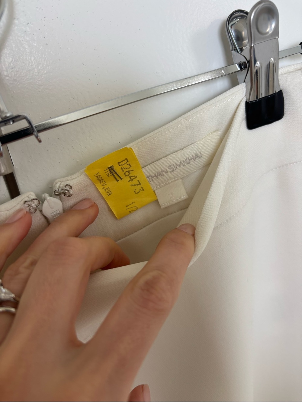 Jonathan Simkhai Cream Wide-Leg Snap-Trim Pants - Picture 4 of 5